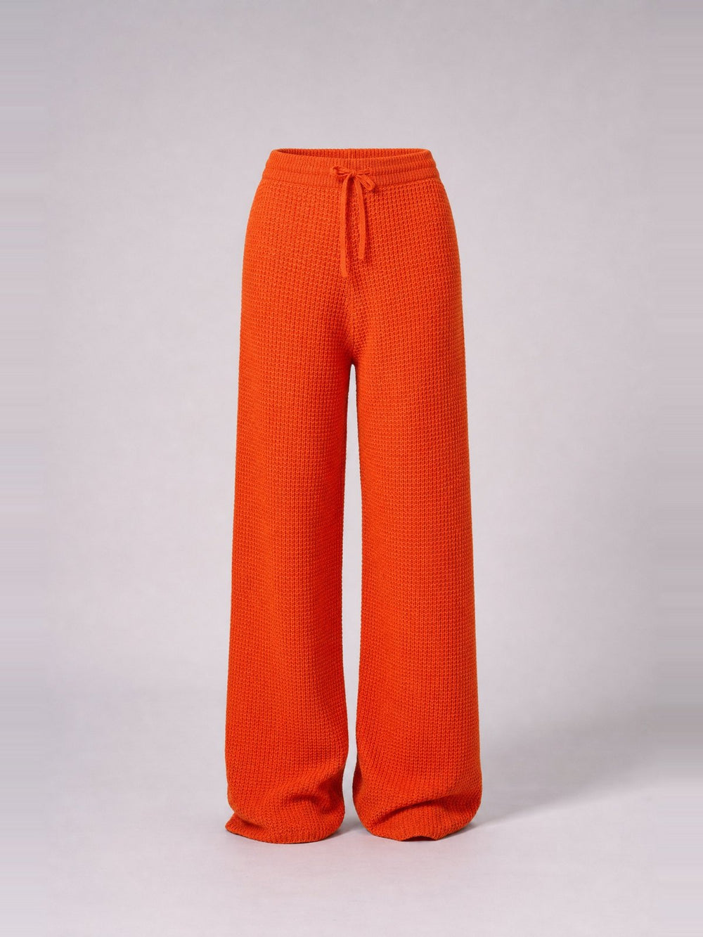 Textured-Knit Wide-Leg Trousers · Rust