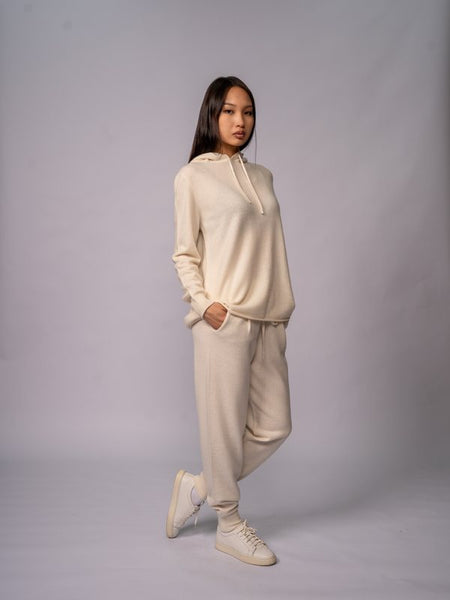 Felpa Lounge con Cappuccio e Coulisse · Organic White