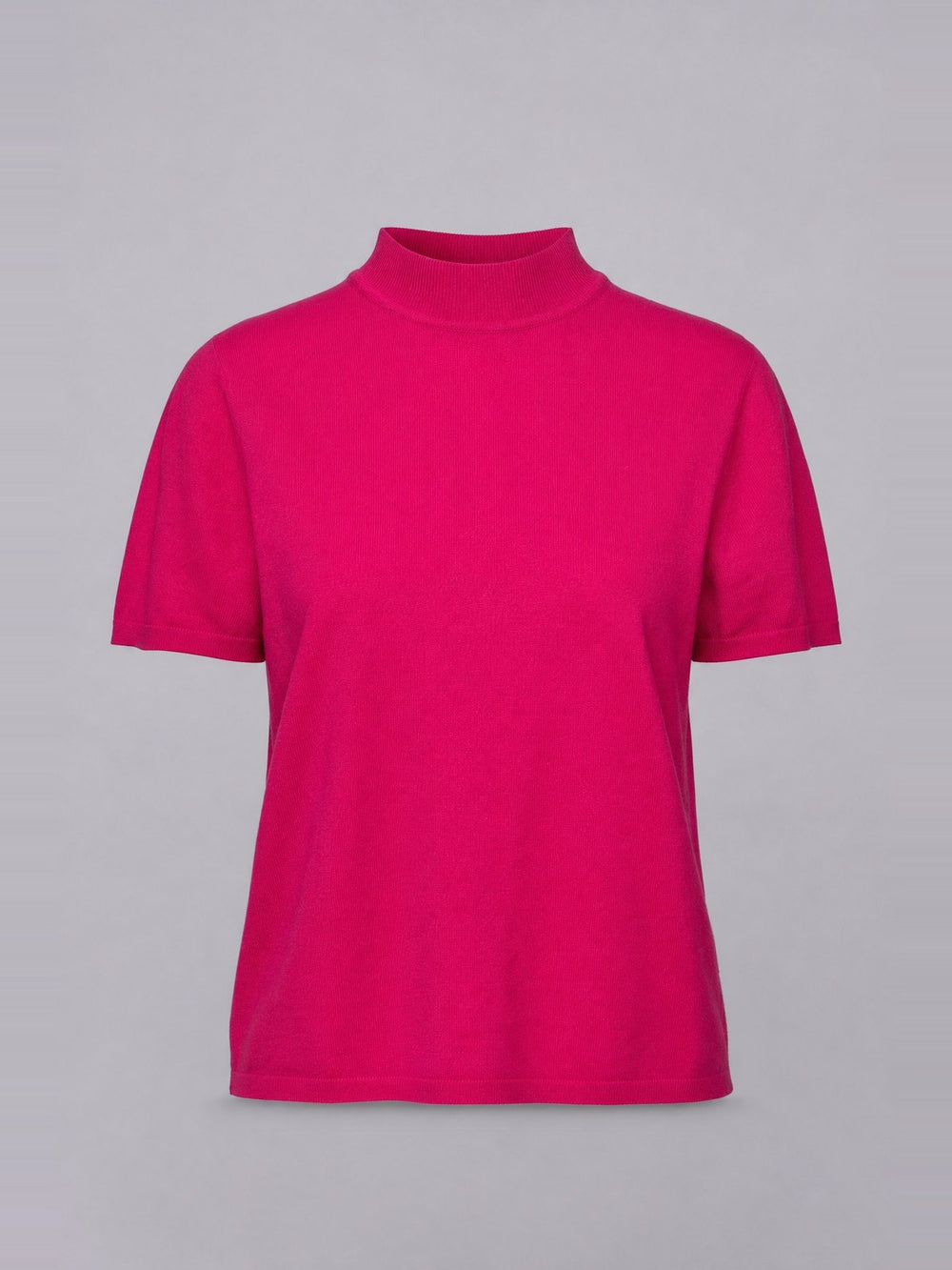 Short-Sleeve Mock-Neck Top · Fuchsia