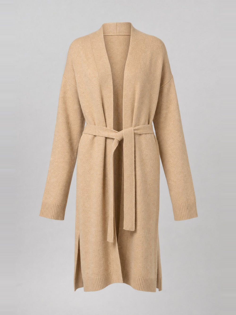 Langer Cardigan mit Gürtel · Organic Brown
