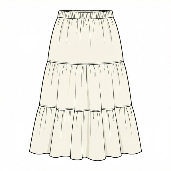 Tiered Skirt, Midi