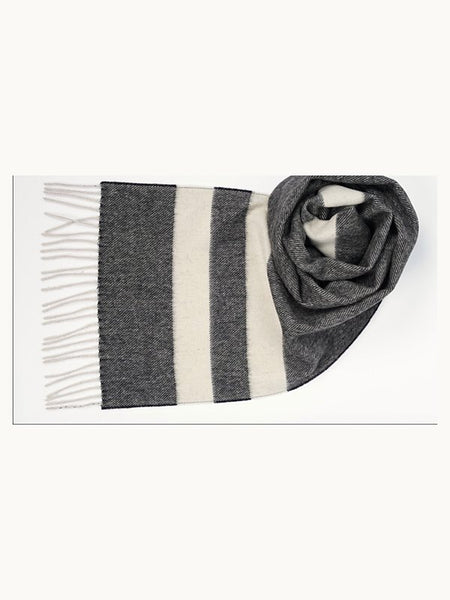 Sciarpa a Righe in Cashmere · Charcoal & Cream