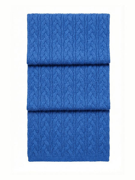 Victoria Cashmere Knitted Scarf · Cobalt
