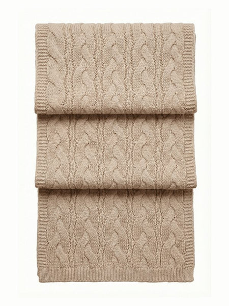 Victoria Cashmere Knitted Scarf · Oatmeal