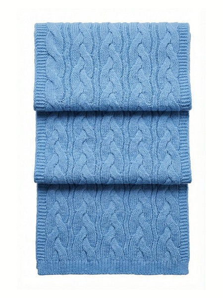 Victoria Cashmere Knitted Scarf · Sky Blue