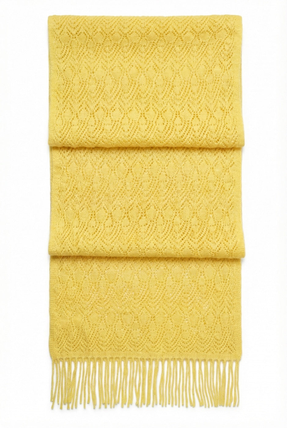 Pointelle Openwork Scarf — Saffron