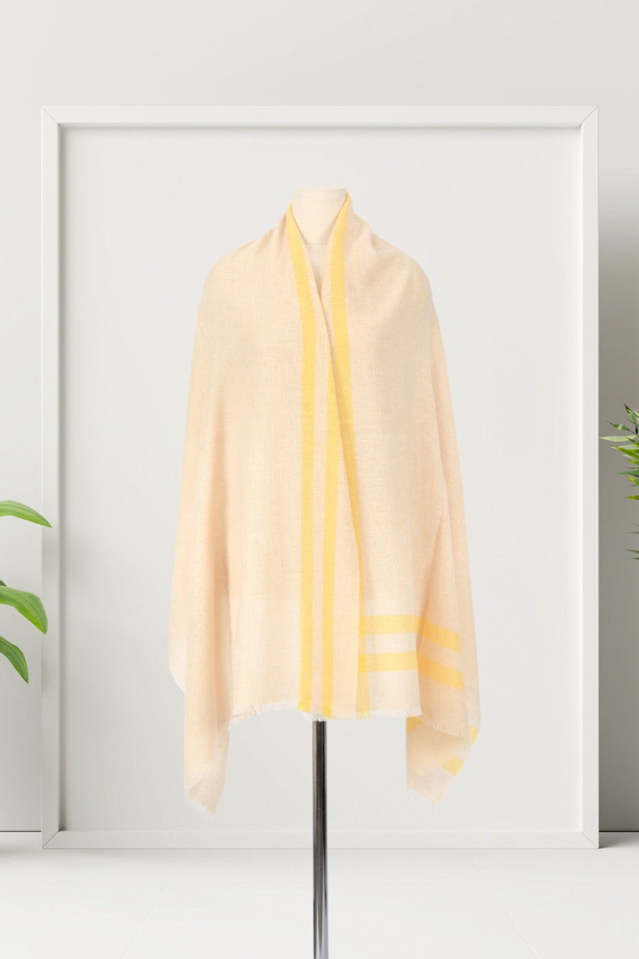 Cream & Yellow Striped Shawl