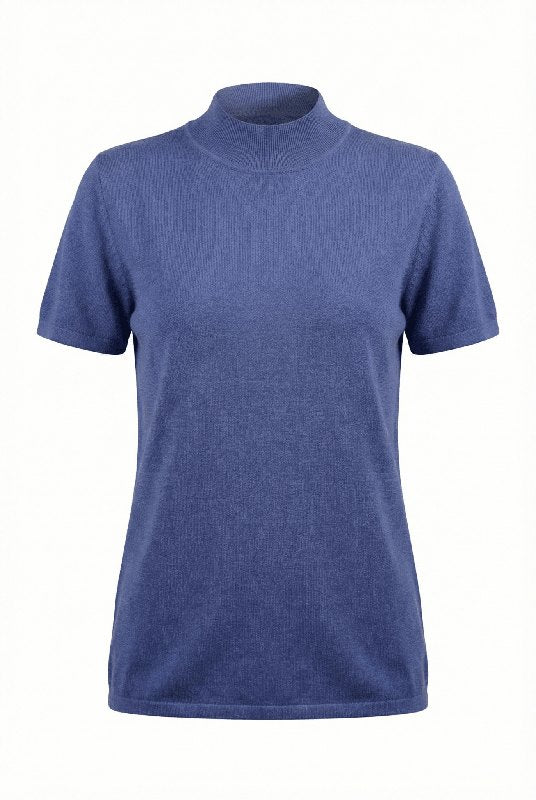 Cashmere-Cotton Mock Neck Tee