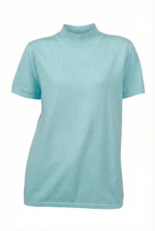 Silk-Cashmere Blend Mock Tee