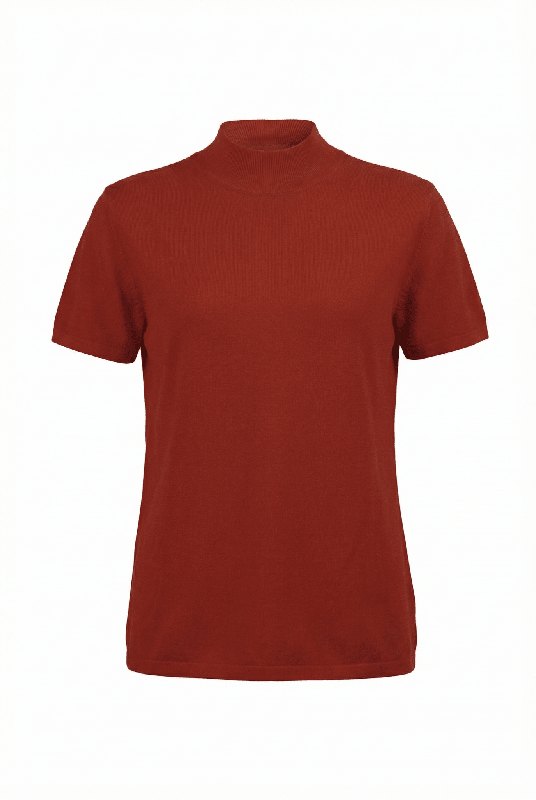 Cotton-Cashmere Mock Neck Tee