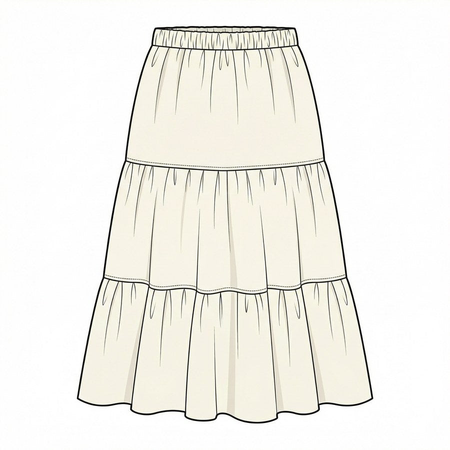 Tiered Skirt, Midi