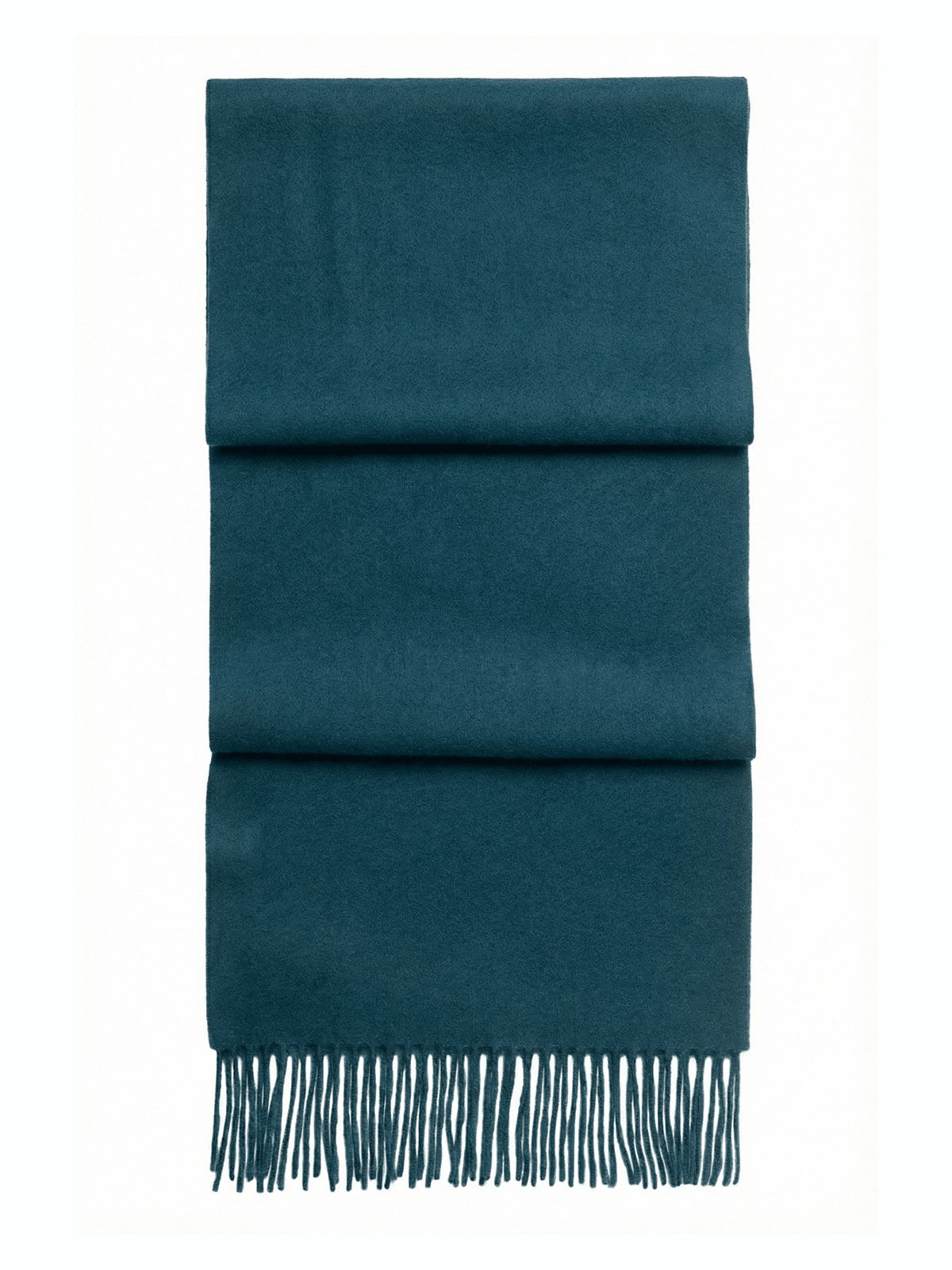 Cashmere Fringed Scarf · Deep Teal — flat