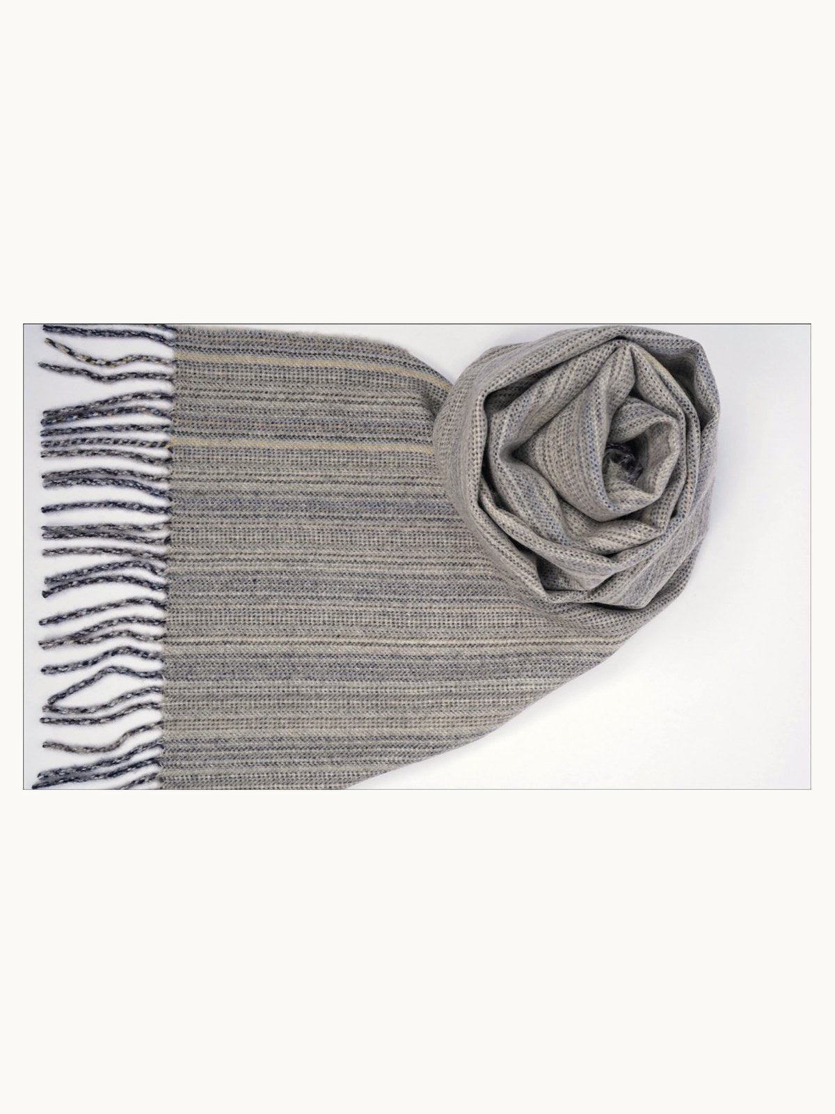 Check Cashmere Scarf · Grey Pinstripe — flat
