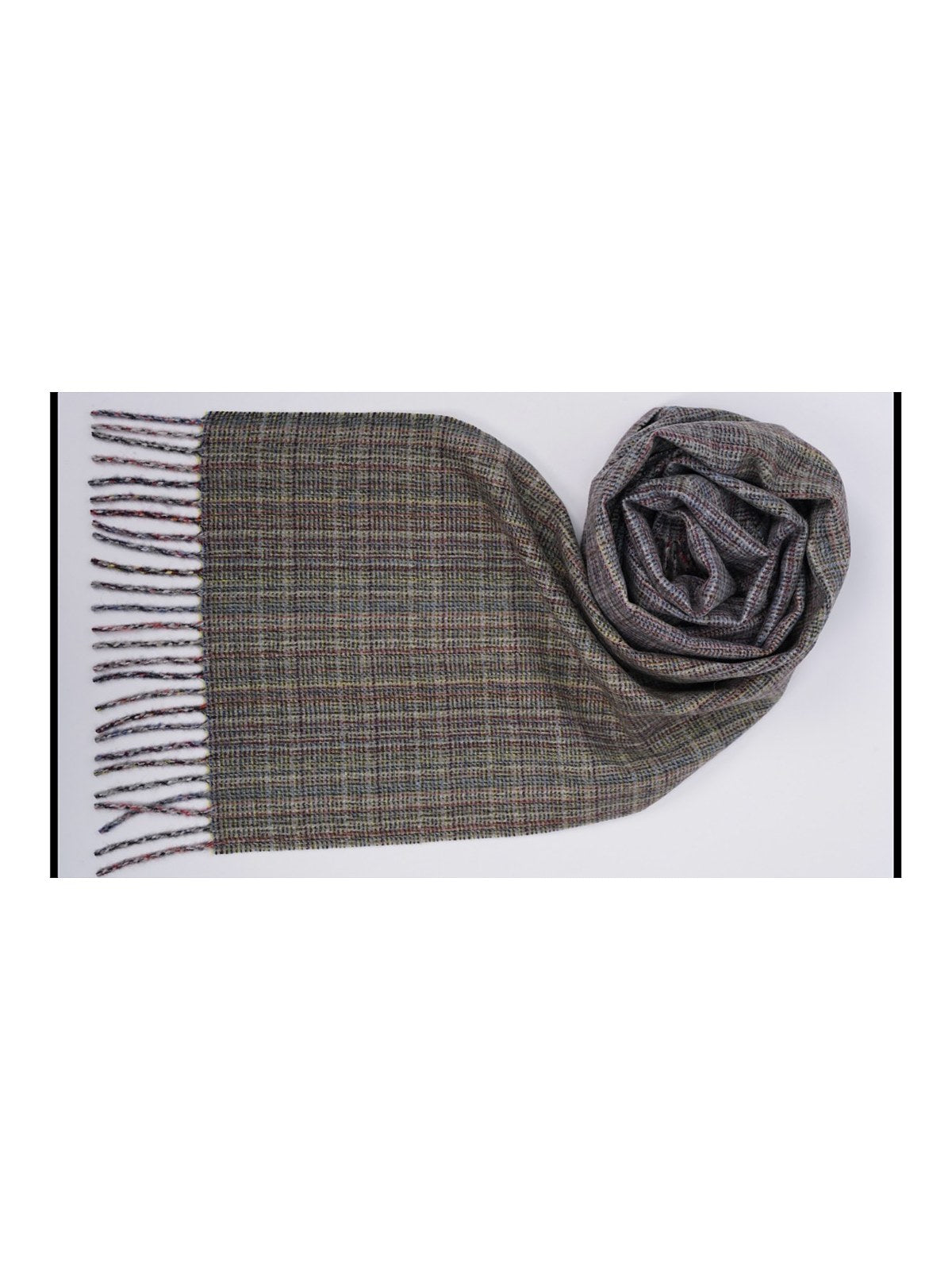 Check Cashmere Scarf · Olive Check — flat