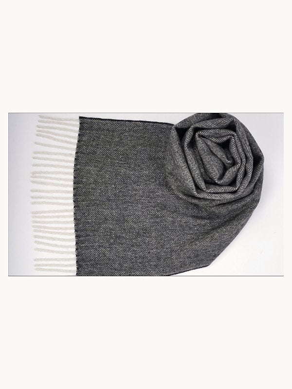 Colour-Block-Kaschmirschal · Cream & Charcoal