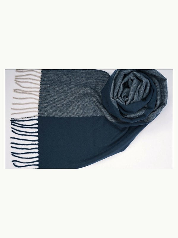 Colour-Block-Kaschmirschal · Grey & Teal