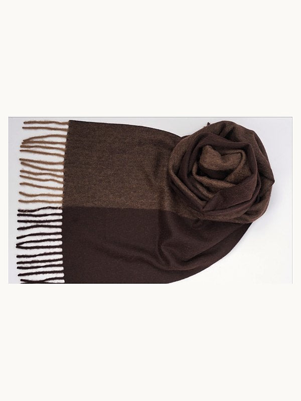 Colour-Block-Kaschmirschal · Tan & Dark Brown