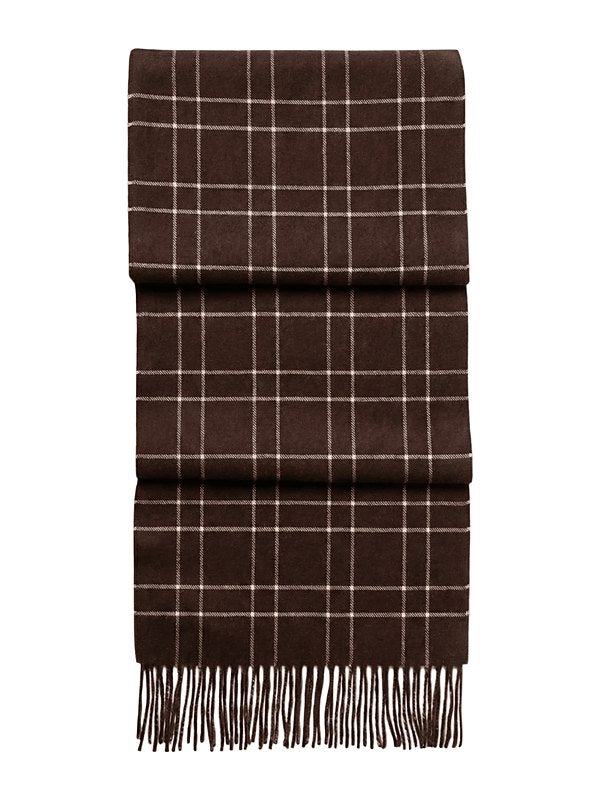 Karierter Kamel-Fransenschal · Dark Brown