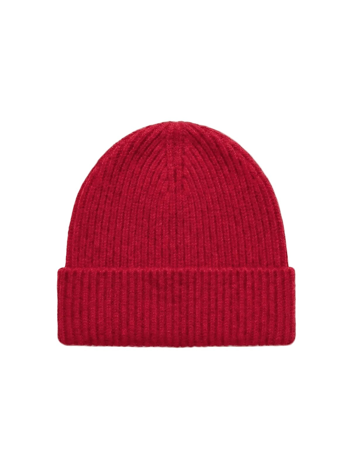 Ribbed Cashmere Beanie · Deep Red — flat