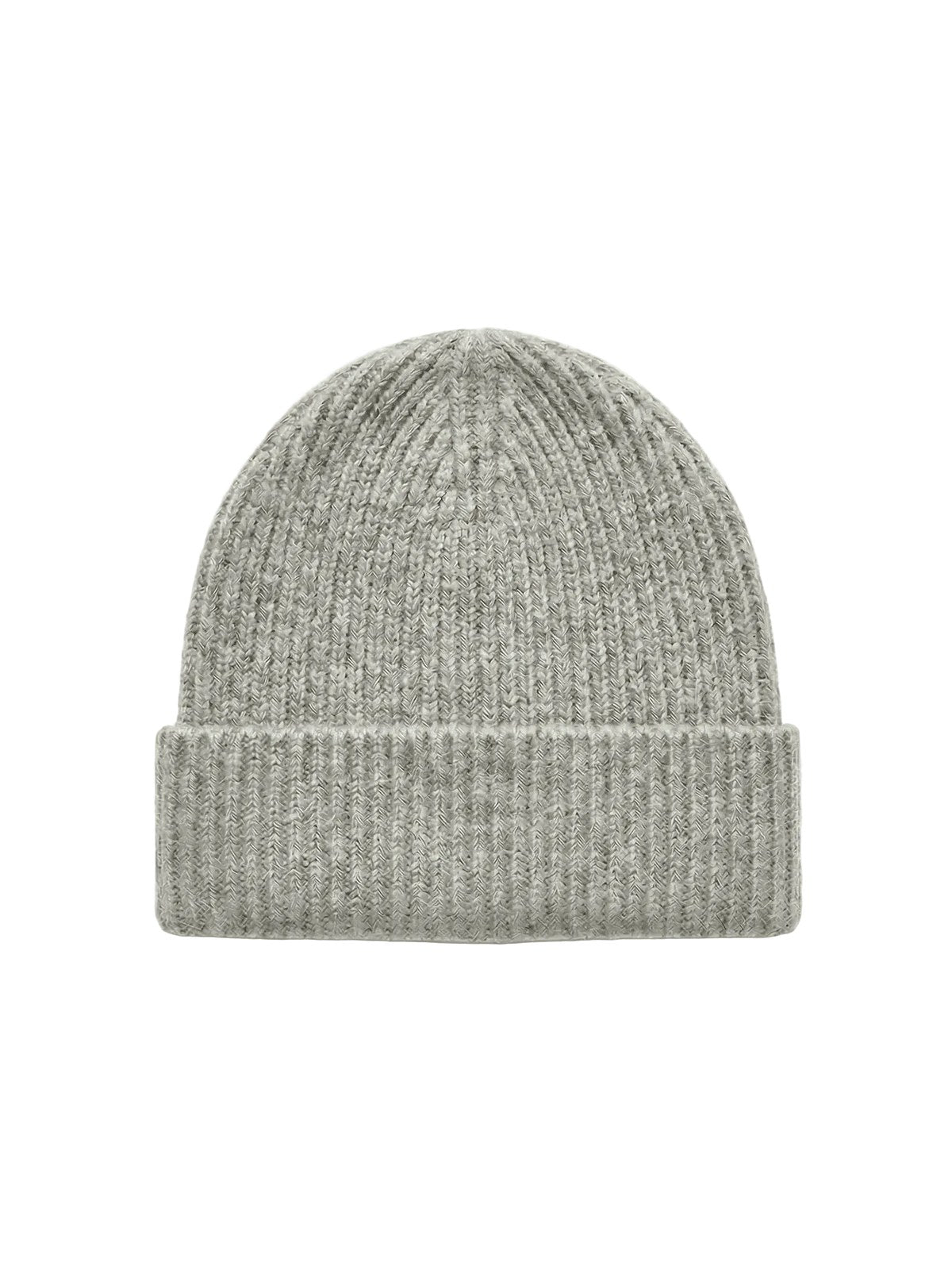 Ribbed Cashmere Beanie · Light Grey — flat