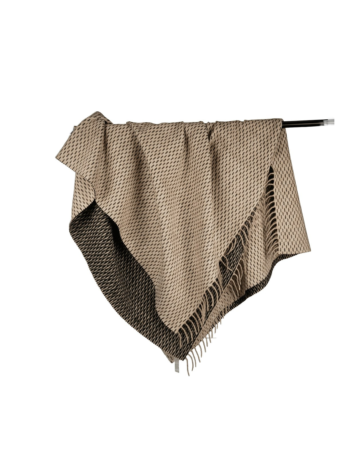 Sheep Wool Throw Blanket · Herringbone Taupe — flat