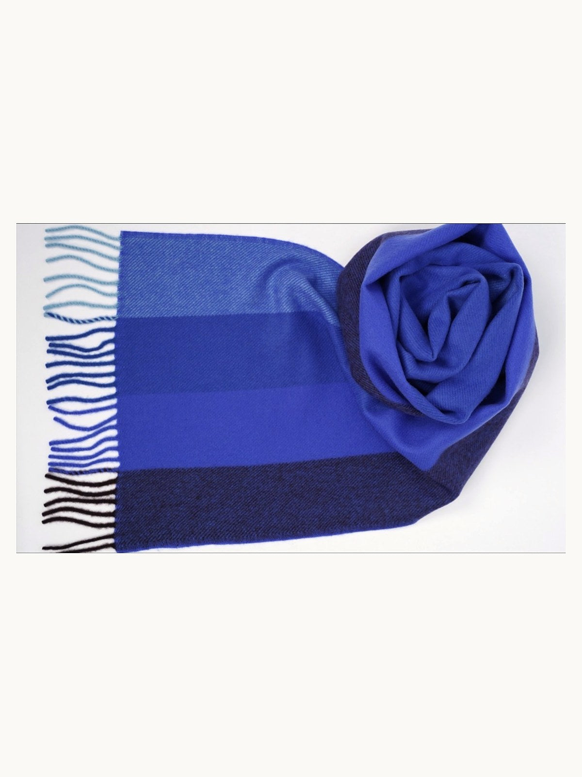 Striped Cashmere Scarf · Blue Ombre — flat