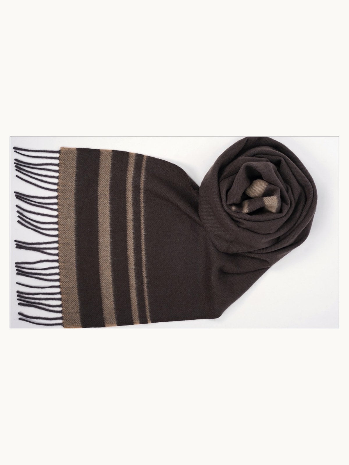 Striped Cashmere Scarf · Brown Stripe — flat