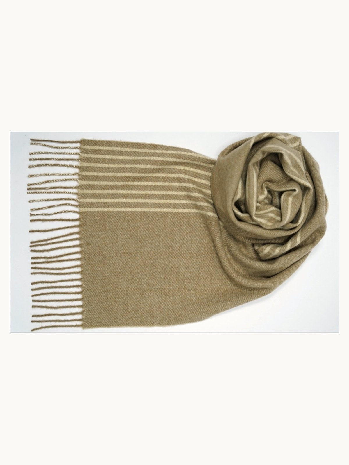 Striped Cashmere Scarf · Camel Stripe — flat
