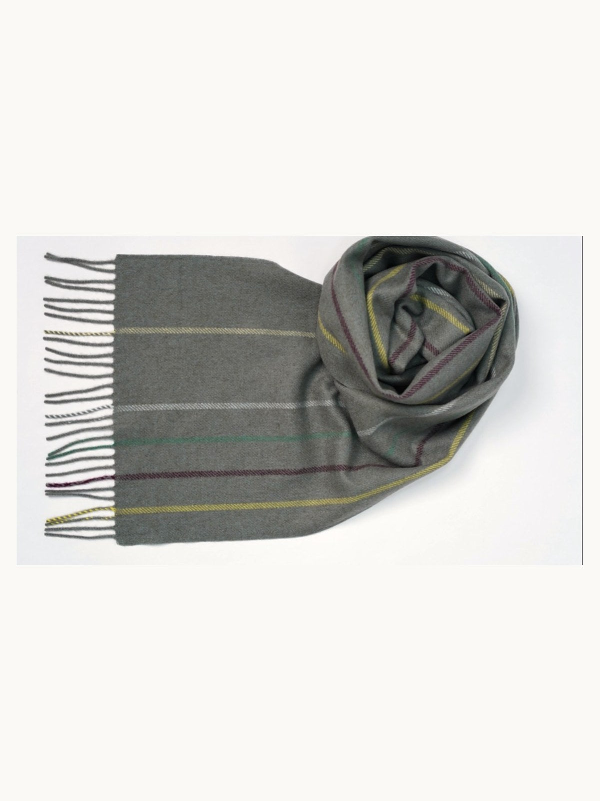 Striped Cashmere Scarf · Grey Stripe — flat