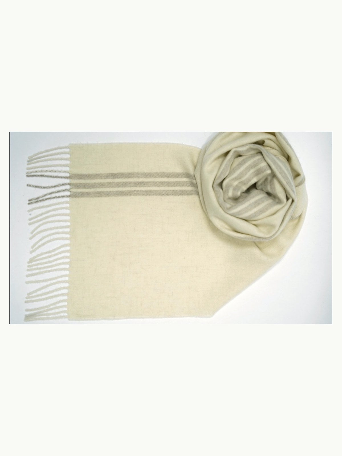 Striped Cashmere Scarf · Ivory Stripe — flat