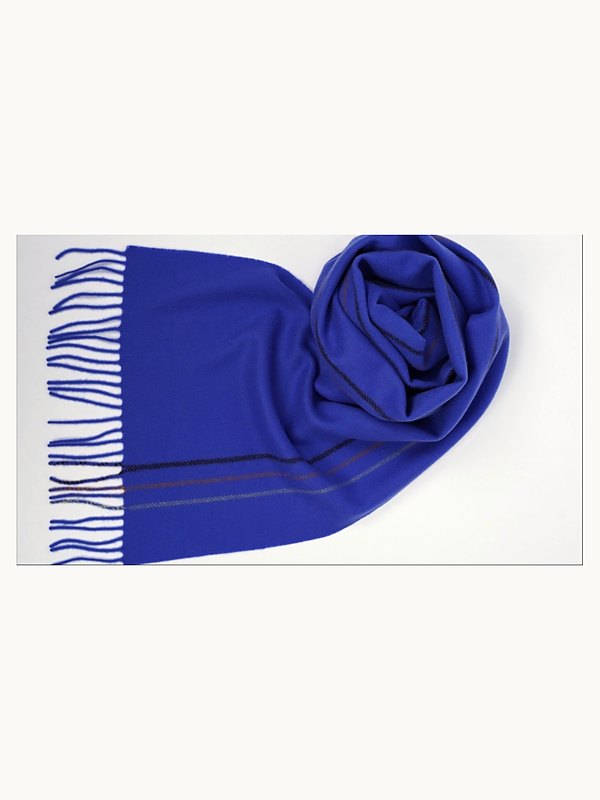 Gestreifter Kaschmirschal · Royal Blue