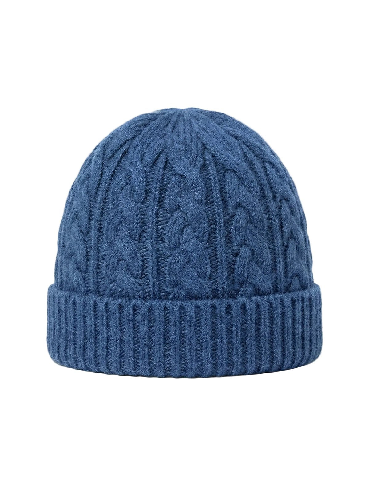 Victoria Cashmere Knitted Beanie · Denim Blue — flat