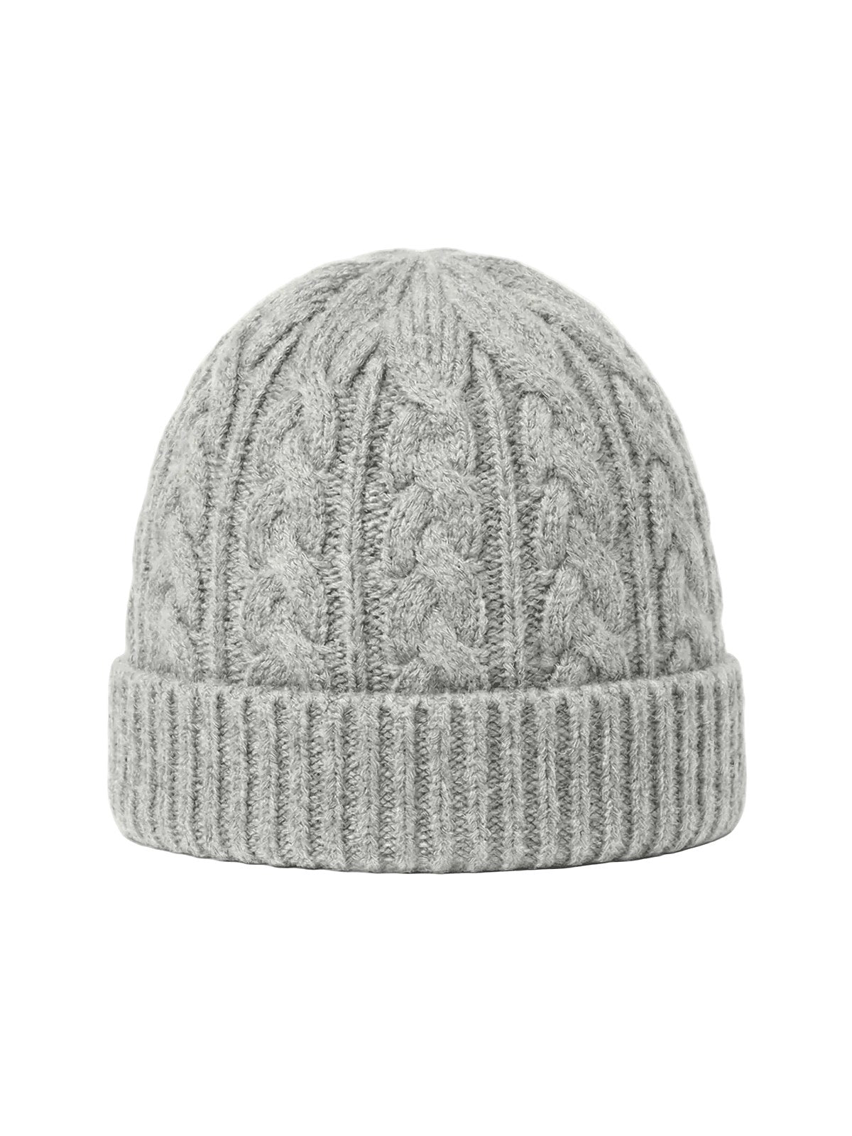 Victoria Cashmere Knitted Beanie · Light Grey — flat