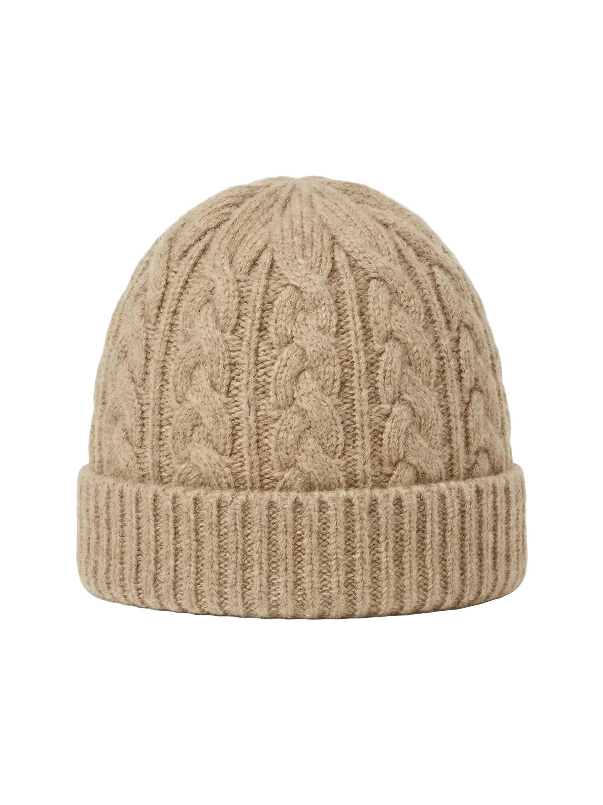 Victoria Cashmere Knitted Beanie · Taupe — flat