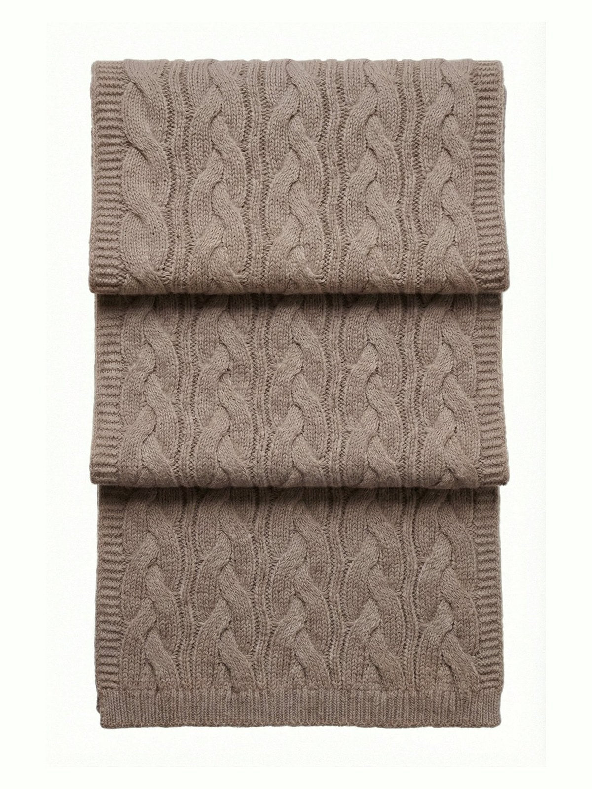 Victoria Cashmere Knitted Scarf · Camel — flat
