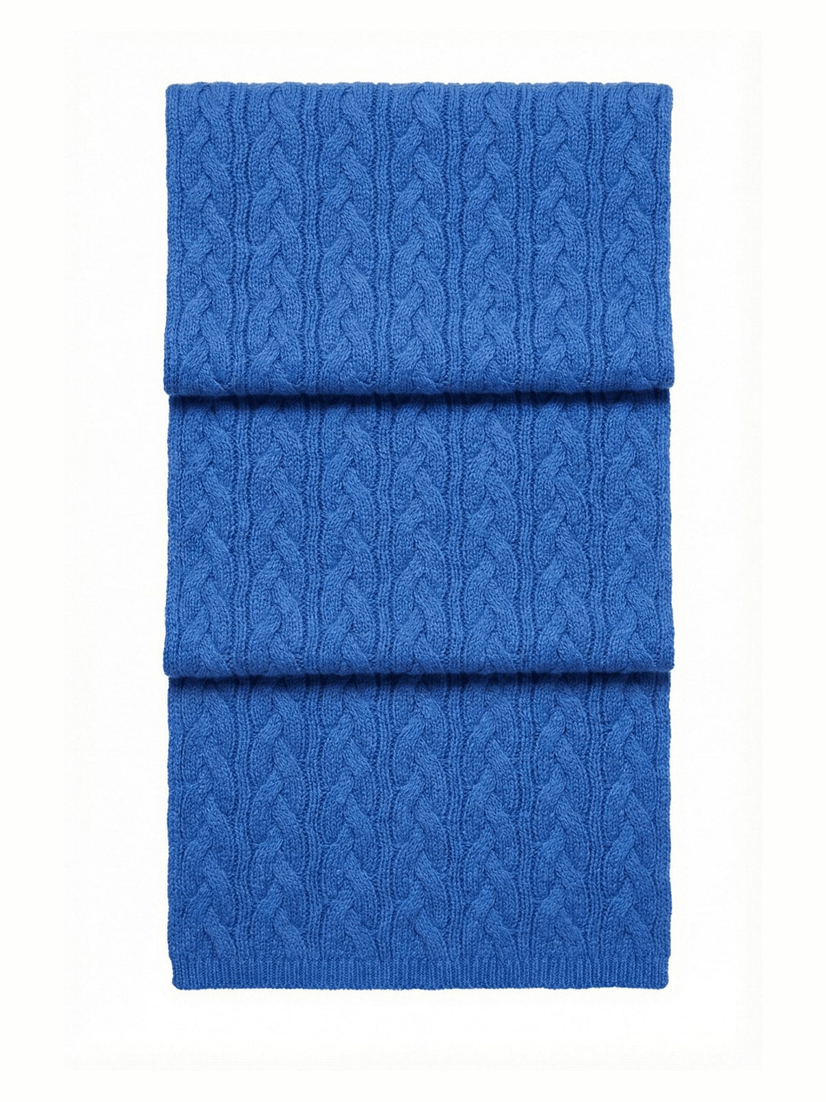 Victoria Cashmere Knitted Scarf · Cobalt — flat