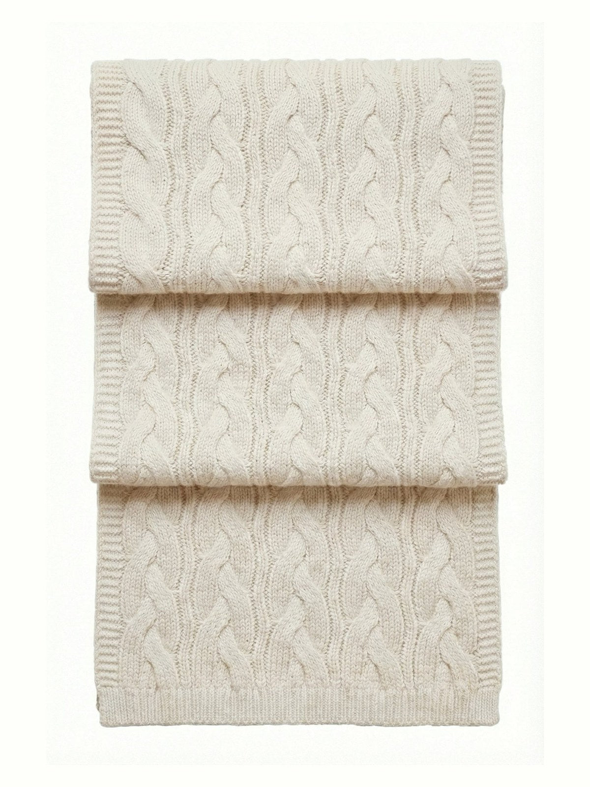 Victoria Cashmere Knitted Scarf · Ivory — flat