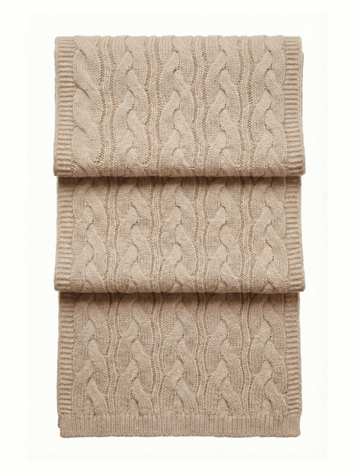Victoria Cashmere Knitted Scarf · Oatmeal — flat